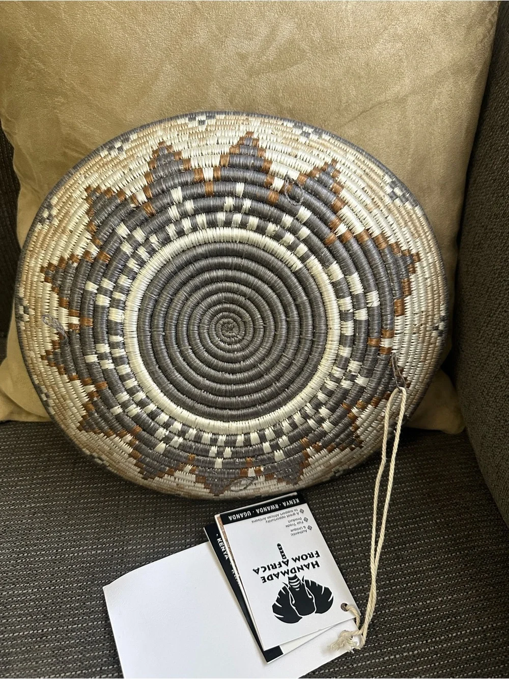 Rwanda basket African Handma Decorative Woven Basket Bowl - Neutral Gray & Cream